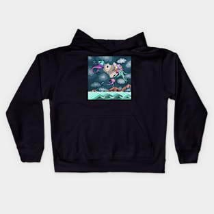 Flying trippy jellyfish Kids Hoodie